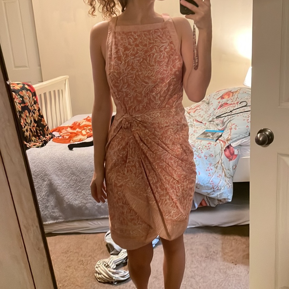 Pink Sequin Asymmetrical Midi Dress
